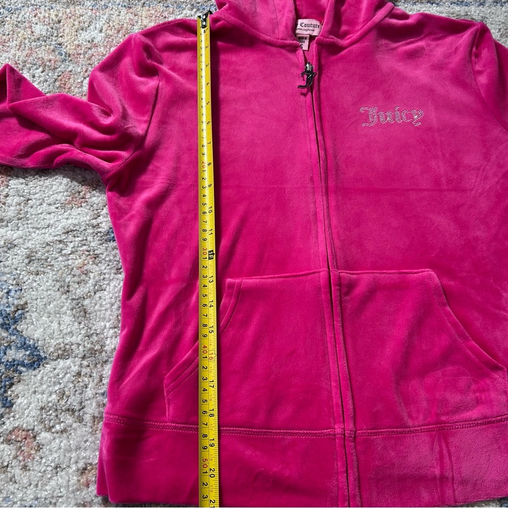 Vintage Juicy Couture Pink Velour Tracksuit Set Rhinestone Y2K Hoodie Pants - Picture 9 of 10